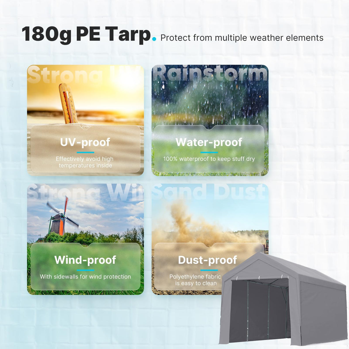 ADVANCE OUTDOOR Upgraded 10x20 ft Heavy Duty Steel Carport, Adjustable Height from 9.5 to 11 ft, Car Canopy Garage Party Tent Storage Shed Boat Shelter Portable with Sidewalls and Doors,Gray ADVANCE OUTDOOR