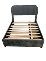 PVWIIK Upholstered Full Platform Bed with Trundle and Drawers for Bedroom, Living Room, Upholstered Soft Fabric Bedframe & Space Saving Design,No Box Spring Needed, Grey PVWIIK