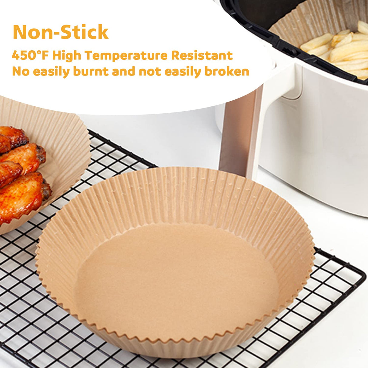 Ailun Air Fryer Paper Liners 8inch, 100PCS Non-Stick Parchment Paper,Oil Resistant,Disposable Food Grade Free of Bleach Paper Round for 5-8 QT Air Fryer Baking Roasting Microwave Ailun