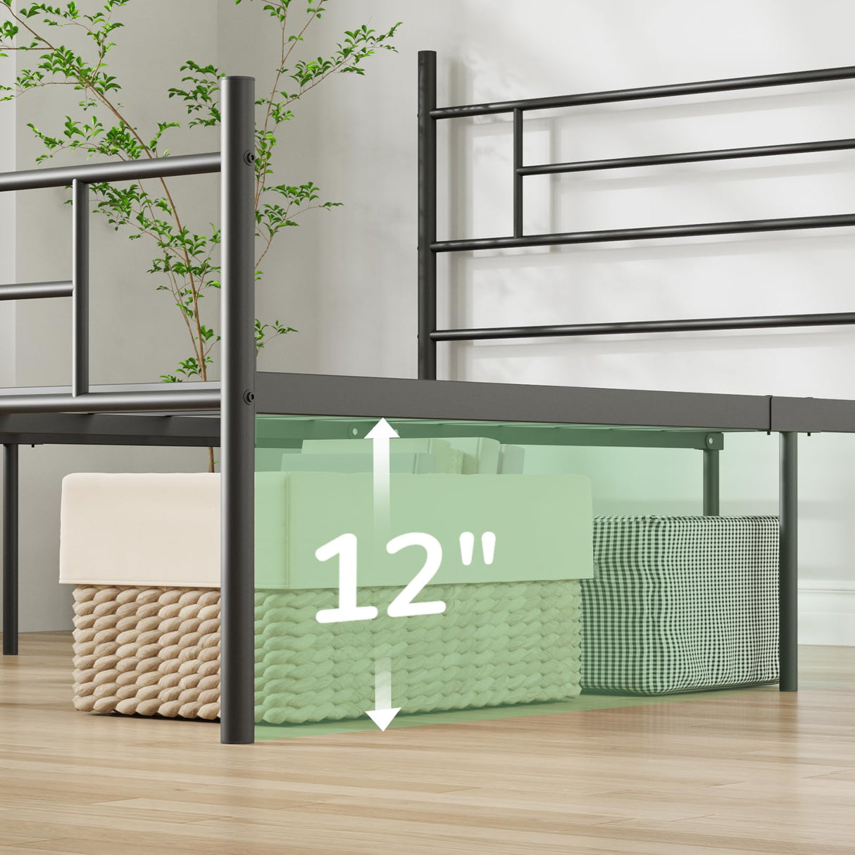 Novilla Metal Queen Bed Frame with Headboard and Footboard, 14 Inch Platform Bed Frame with Storage No Box Spring Needed, Strong Metal Slats Support Novilla