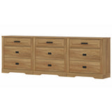 WAMPAT 3-in-1 Rustic Dresser Combo, Large Storage Chest of Drawers, 94.5" Wide Farmhouse Media Console, Vintage Oak WAMPAT