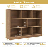 Tangkula Natural 8-Cube Wood Bookcase - Modern 3-Tier Open Storage Shelf for Stylish Organisation Tangkula