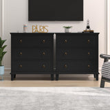 COWMOU 27.6 Inch Wide Nightstand Set of 2 with Charging Station, 3 Drawers Nightstand for Bedroom, Wooden Black Large Bedside End Table for Living Room, Bedroom, Study, Office COWMOU