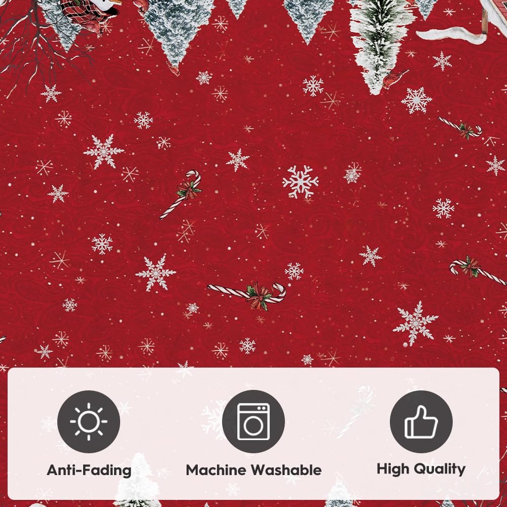 Artoid Mode Red Snowman House Pine Tree Christmas Area Rug, Xmas Winter Home Decor Low-Profile Washable Area Rugs for Entryway Bedroom Living Room Laundry Room Indoor 5x7 Feet Artoid Mode