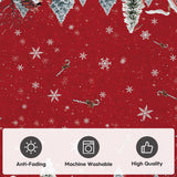 Artoid Mode Red Snowman House Pine Tree Christmas Area Rug, Xmas Winter Home Decor Low-Profile Washable Area Rugs for Entryway Bedroom Living Room Laundry Room Indoor 5x7 Feet Artoid Mode