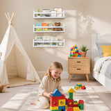 Lizgaho Floating Wall Nursery Book Shelves for Bedrooms Kids 16.5 Inch White Wooden Baby Book Shelf for Kids Rooms Set of 3 Nursery Shelves for Wall Mounted Toddler Bookshelf for Kids Wall Lizgaho
