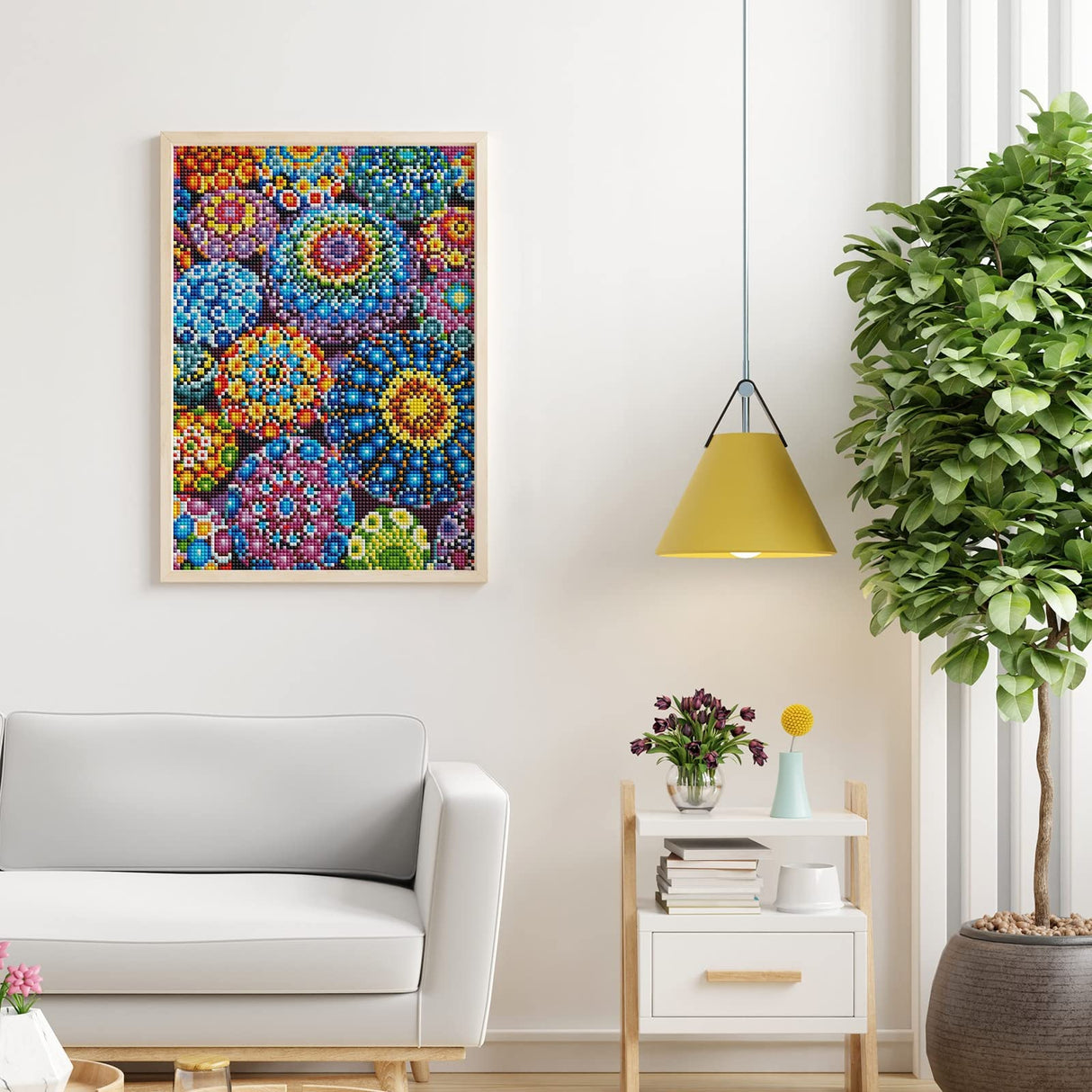 Colourful Artistry DIY 5D Diamond Painting by Number Kits -Mandala Stones Diamond Crystal Gem Art Painting with Full Drill Round Diamond - Perfect for Home Wall Decor Birthday Gifts for Women ROOHOME