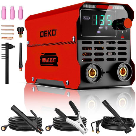 Mini Stick/Lift TIG Welder：DEKOPRO 135Amp 110V MMA Portable ARC Welding Machine Kit with Lift TIG Torch, IGBT Digital Display LCD, Hot Start, Arc Force, Anti-Stick DEKOPRO