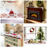 OurWarm Christmas Embroidered Table Runners Poinsettia Holly Leaf Table Linens for Christmas Decorations 15 x 70 Inch OurWarm