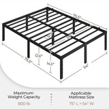 Yaheetech Full Bed Frame with Storage Space, No Box Spring Needed, 14 Inches Powerful Storage Space, Sturdy Steel Slat Support, Black Yaheetech