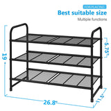 Simple Trending 3 Tier Stackable Shoe Rack, Expandable Adjustable Shoe Shelf Storage Organizer, Wire Grid, Black Simple Trending