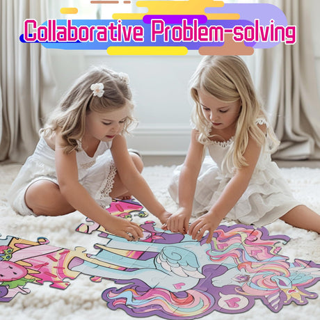 Large Shimmery Unicorn Floor Puzzle for Kids Ages 4-8, 45+ Pieces Large Jigsaw Puzzle for Kids&Toddler Ages 3 4 5 6 7 8, Educational Puzzels Unicorn Toys for Girls Unicorn Christmas Birthday Gift Wings Giant