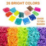 12730+ Loom Rubber Bands Refill Kit in 26 Color with 500 Clips,6 Hooks, Premium Bracelet Making Kit for Weaving DIY Crafting Gift Booriss