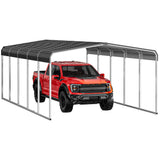 YITAHOME 12 x 20 FT Outdoor Metal Carport, Heavy Duty Carport Canopy for Outside with Metal Roof, Garage Car Shelter Shade for Boats, Car, Truck, Gray YITAHOME