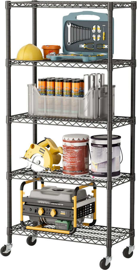 SINGAYE Garage Heavy Duty Shelving Unit Kitchen Pantry Close Home Organizers and Storage Bathroom Shelf Laundry Room Organization Industrial Book Metal Wire Adjustable Shelves SINGAYE