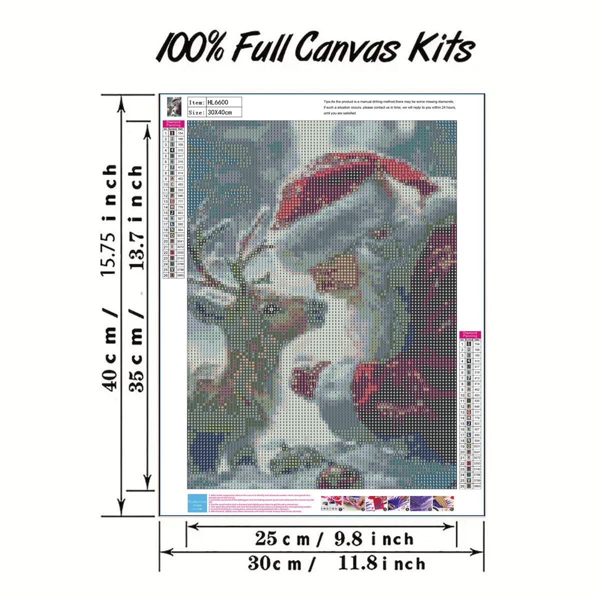 5D Christmas Diamond Art Kits for Adults, Santa Claus and his Little Deer Diamond Painting Kits,DIY Round Full Drill Diamond Dots Gem Art Painting for Home Wall Decor 12 X 16 Inch GEMFAMILY