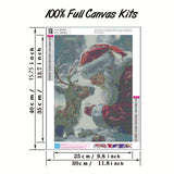 5D Christmas Diamond Art Kits for Adults, Santa Claus and his Little Deer Diamond Painting Kits,DIY Round Full Drill Diamond Dots Gem Art Painting for Home Wall Decor 12 X 16 Inch GEMFAMILY