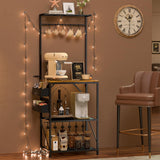 Honkazita Farmhouse Coffee Bar Cabinet 23 Inch Width with Coffee Storage Case,Coffee Station Bar Cabinet with 5 Hooks for Kitchen, Dining,Living Room Honkazita