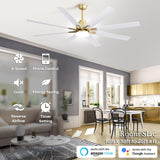 Sofucor 66 Inch Smart Ceiling Fan with Lights and Remote, APP Control, Compatible with Alexa/Google, Indoor Outdoor Low Profile White Ceiling Fan with 3 Downrod for Living Room Farmhouse Patio Sofucor