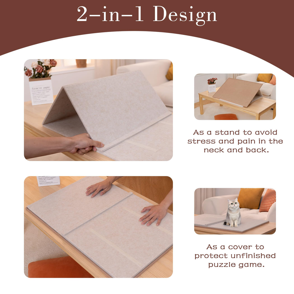 Lavievert Tilting Puzzle Board with 2-in-1 Stand & Cover, Adjustable Plateau Storage with 6 Sorting Trays for Adults & Kids, Portable Jigsaw Puzzle Table with Non-Slip Tabletop for Up to 1000 Pieces LAVIEVERT