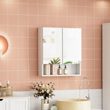 FOTOSOK Bathroom Wall Cabinet Medicine Cabinet, Wall Mounted Bathroom Mirror with Storage Mirror Cabinet with 2 Doors and Adjustable Shelf, Laundry Living Room, White FOTOSOK