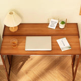 Lebolna Collapsible Desk for Small Spaces,Bamboo Folding Writng Working Computer Desk,Expandable Design with Shelves,Rustic Foldable Desk Table Home Office Fold Up Desk(33" W, Brown) Lebolna