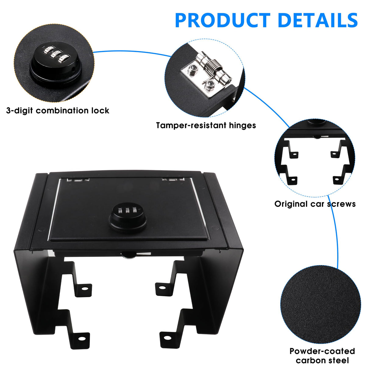 West-xingzhe Center Console Lock Safe Box Compatible with Toyota Tacoma 2024 2025+ Accessories Center Console Gun Safe High Security Armrest Lock Box with 3 Digit Combination Lock with Key West-xingzhe