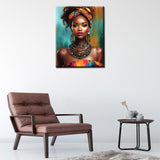 Tucocoo African Lady Portrait Paint by Numbers Kits 16x20 inch Canvas DIY Oil Painting for Adults with Brushes and Acrylic Pigment Beautiful Black Girl Abstract Artwork for Home Decor (Without Frame) Tucocoo