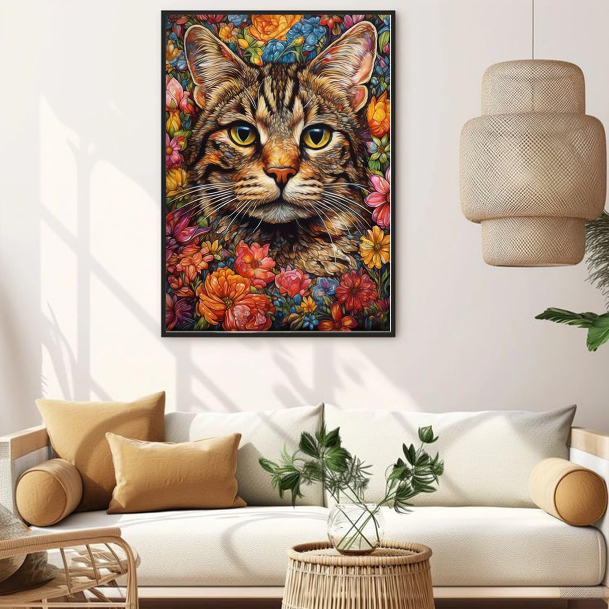 KICHANG Flower Cat Diamond Painting Kits,5D Diamond Painting Diamond Art,Round Full Drill Diamond Art Kits Diamond Dots Crafts for Home Decor Gift-12x16in KICHANG