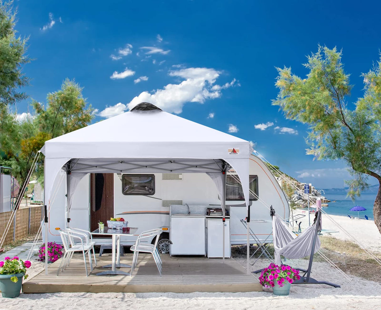 ABCCANOPY 10x10FT Canopy Tent 1-Person Setup,Portable Instant Sun Shelter with 4 Weight Bags(White) ABCCANOPY