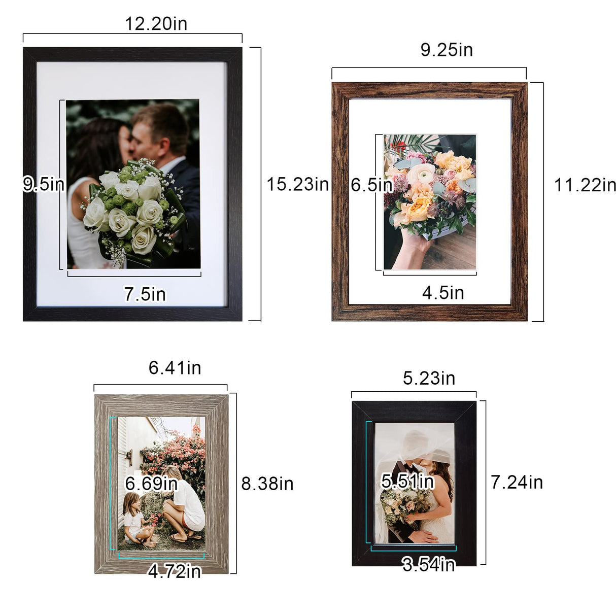 SESEAT Picture Frames Collage, Gallery Wall Frame Set with 11x14 8x10 5x7 4x6 Frames in 3 Different Finishes, Set of 10 SESEAT