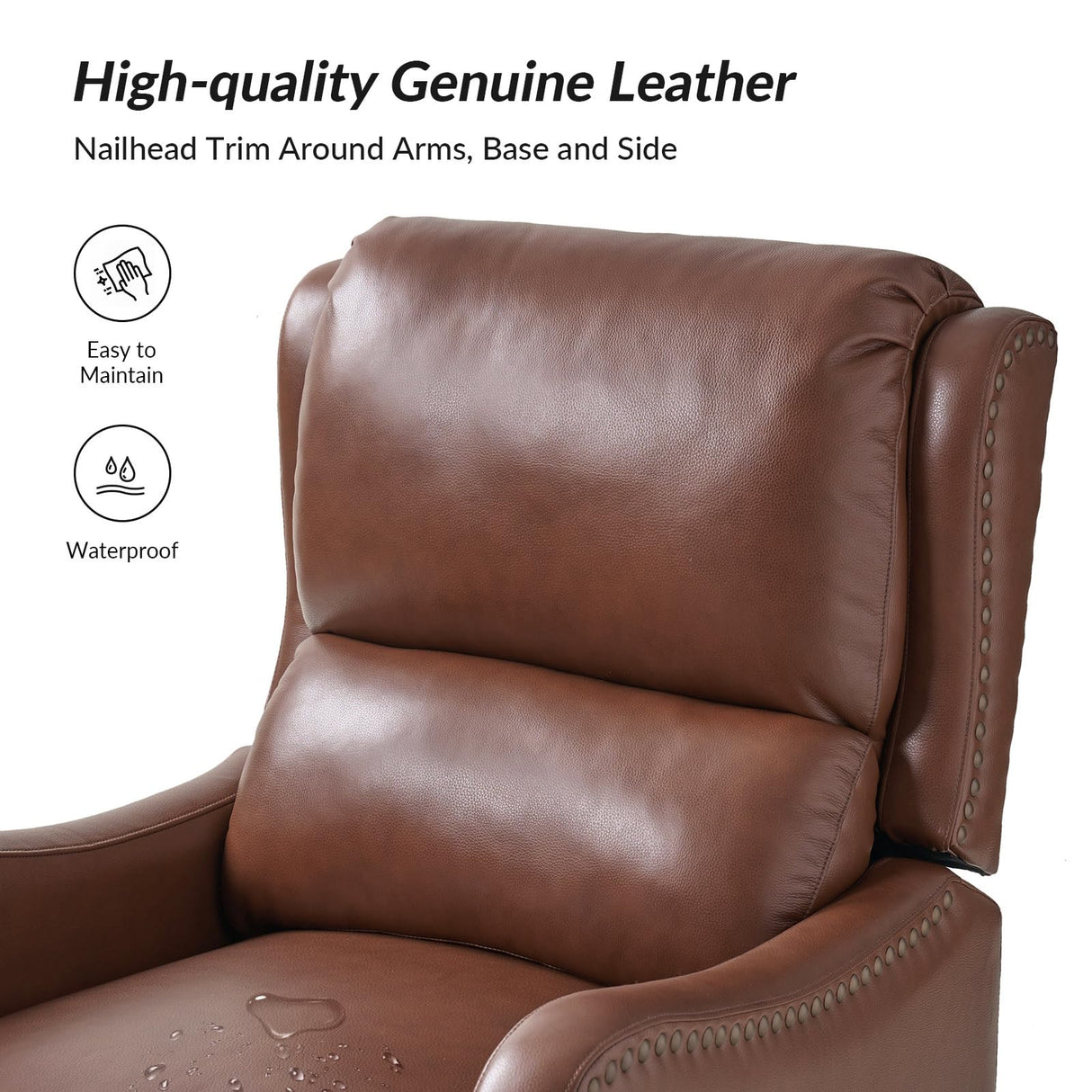HULALA HOME Leather Recliner Chair Set of 2, Modern Push Back Recliner Armchair with Adjustable Backrest & Footrest,Comfy Upholstered Lazyboy Single Sofa for Home Theater Bedroom Living Room, Brown HULALA HOME