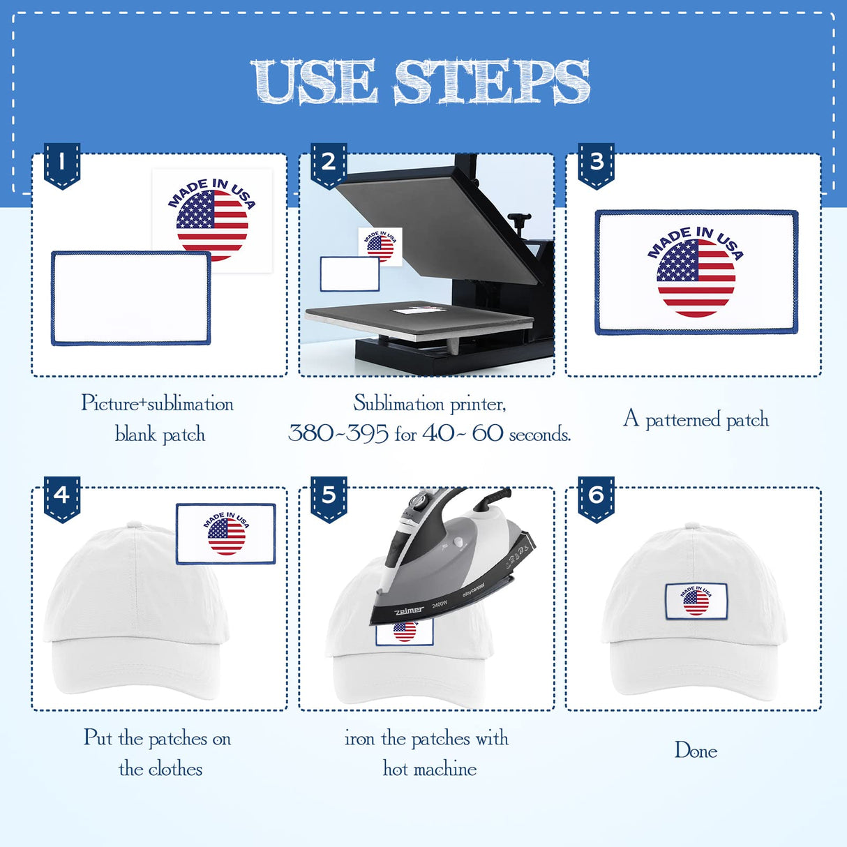 Juinte 140 Pieces Sublimation Patches Blank Hat Patches Sublimation Patches Blank for Hats Hat Patches Blank Patches for Clothes Hat Dress Patch (Black, Blue, Red, Khaki) Juinte