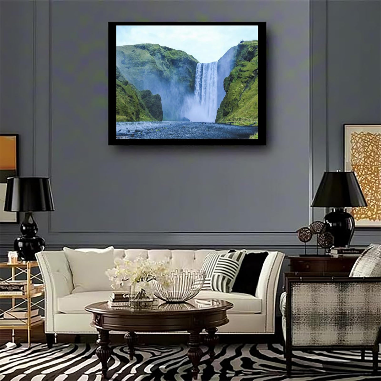XTXGERL Waterfall Iceland Seljalandsfoss DIY Digital Oil Painting Set Acrylic Oil Painting Arts Craft Paint by Number Kits for Adult Beginner Wall Decor 16x20in XTXGERL