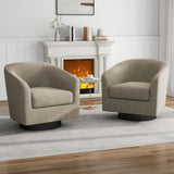 UIXE Swivel Accent Chairs Set of 2, Barrel Club Chair Upholstered Armchair in Fabric for Living Room, Round Arm Chair Bedroom Single Sofa Reading Seat - Light Brown UIXE