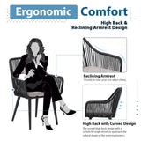 JOIVI Patio Dining Chairs Set of 2, Outdoor Rattan Chairs with Armrest and Cushions for Outside Lawn, Garden, Backyard, Indoor, Outdoor Dining Chairs, 350lb Weight Capacity, Black Patio Chairs JOIVI