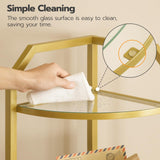 HOOBRO 5-Tier Corner Shelf Stand, Gold Corner Bookshelf, Tempered Glass Shelves, Bathroom Organizer, Corner Plant Stand, for Living Room, Study, Balcony, Home Office, Modern Style, Gold GD15CJ01 HOOBRO