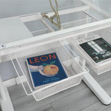 ZephyPaws Glass Drafting Table and Stool Set, Upgraded Hand Crank Adjustable Height Drawing Table Artist Desk with 2 Storage Drawers for Home Office (White) ZephyPaws