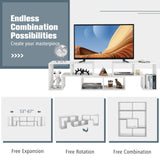 GOFLAME 3 Pieces TV Console Stand, Modern Entertainment Center for 50 55 60 65 Inch Flat Screen TV, Free Combination Bookcase for Storage & Display, Suitable for Living Room, Bedroom (White) GOFLAME