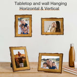 5x7 Picture Frame Rustic Brown, Solid Wood Picture Frame with Bark Edges & Real Glass Cover, Display Pictures/Photos/Prints 5 x 7 for Wall Mounting, Farmhouse Decor Golden State Art