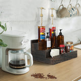 ERTIUANIO 3 Step Real Wood Countertop Liquor Bottle Display Shelf, 12 Bottle Freestanding Bar Shelves with Fences, Home Retro Wine Rack Storage Organizer, Whiskey Coffee Syrup Display Stand ERTIUANIO