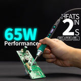 YIHUA 928D-IV Soldering Iron Pen Kit DC 65W Support PD QC, Type C Portable Soldering Station with 3 Tips, Solder Wire, Protective Cap YIHUA