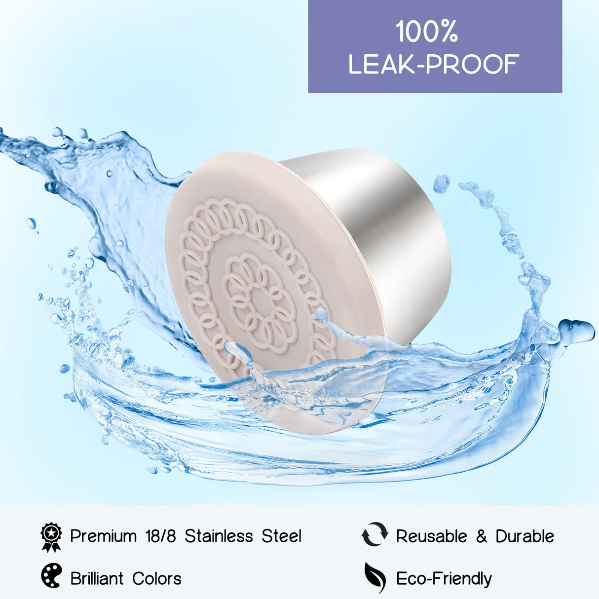 [8 Pack] Salad Dressing Container To Go, 2.4oz Small Condiment Containers with Leakproof Silicone Lids, Reusable Stainless Steel Sauce Cups for Lunch Bento Box, Picnic and Travel VITEVER