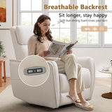 ANJ Swivel Recliner Chair, Glider Rocker Recliners for Nursery, Power Rocker Reclining Chair with USB Port, Upholstered Leathaire Electric Rocking Chairs for Living Room, Bedroom, Cream White ANJ