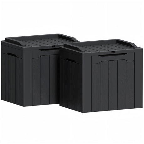 Greesum 31 Gallon Deck Box for Outside, All Weather Outdoor Storage Boxes for Patio Furniture Set, Package Delivery Box, Garden Tools, Black(Set of 2) Greesum