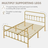 Yaheetech Antique Gold Victorian Metal Platform Bed Frame with Storage and High Headboard Yaheetech