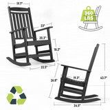 FUNBERRY Patio Rocking Chairs Set of 2,Poly Lumber Rocker,All Weather Rocking Chair Outdoor,High Back Porch Rocker,Cracker Barrel Rocking Chairs for Porch,360lbs FUNBERRY