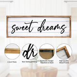 UPPER DECOR Sweet Dreams Wall Decor Above Bed 42''×15'' Large Bedroom Wall Sign Farmhouse Bedroom Sign Wood Framed Guest Room Decor Master Bedroom Wall Decoration UPPER DECOR