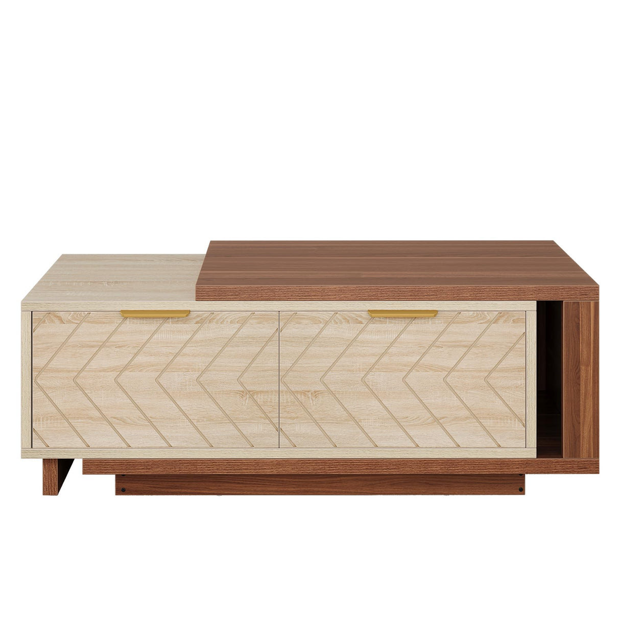 Tribesigns Adjustable Extendable Coffee Table with 2 Drawers, 42"-65" Length Reversible Center Table Storage for Living Room with for Living Room (Walnut & Oak) Tribesigns
