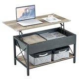 VINGLI 36" Lift Top Coffee Table with Free Cloth Storage Bins, Rustic Framhouse Grey Coffee Table for Living Room, Small Modern Coffee Table for Small Space in Minimalistic Style, Gray VINGLI